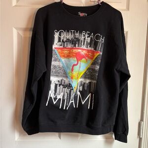 Hanes Charcoal Crewneck Sweater with Miami Graphic